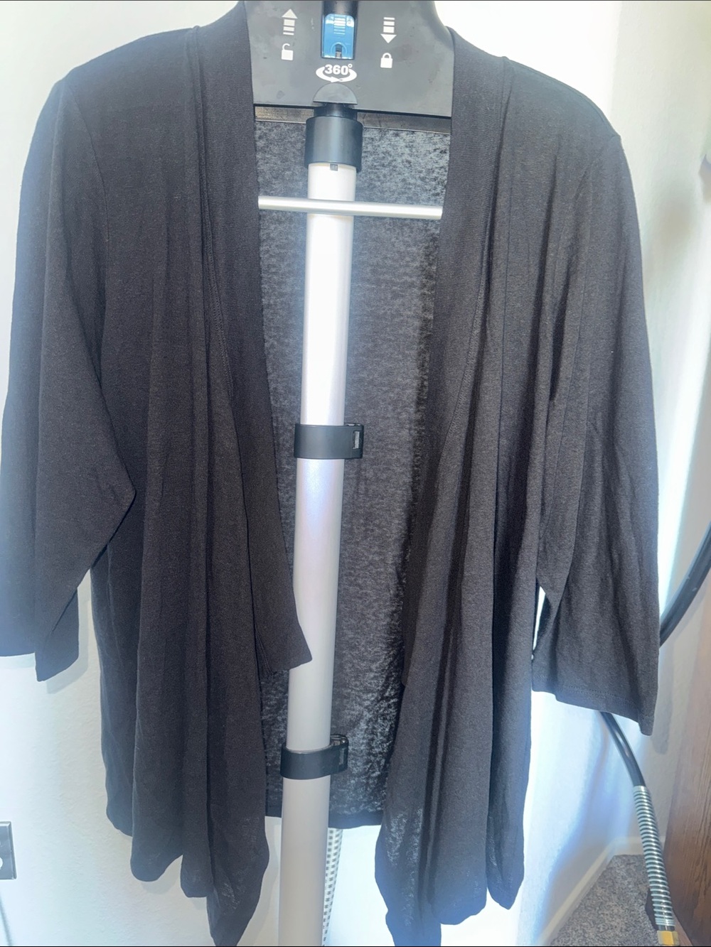 Style & Co. Black Open-Front Draped Cardigan